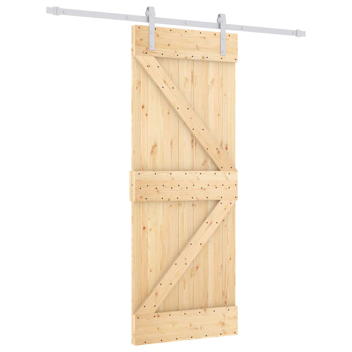 Ușă glisantă Natural și Alb 80 x 210 cm Lemn masiv de pin WALTI
