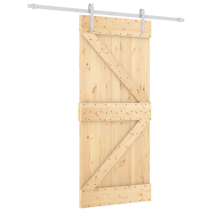 Ușă glisantă Natural și Alb 90 x 210 cm Lemn masiv de pin WALTI