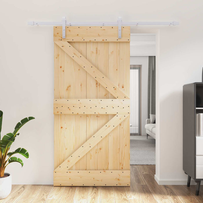 Ușă glisantă Natural și Alb 100 x 210 cm Lemn masiv de pin - WALTI WALTI
