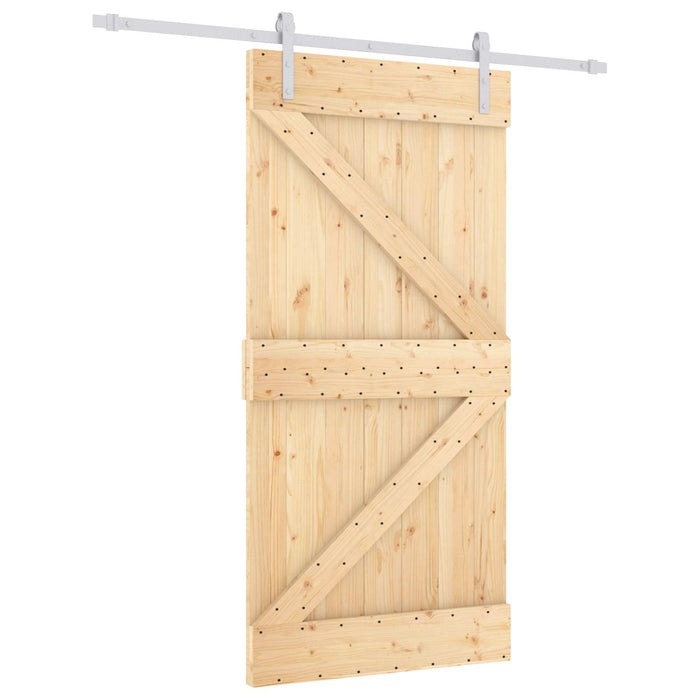 Ușă glisantă Natural și Alb 100 x 210 cm Lemn masiv de pin - WALTI WALTI