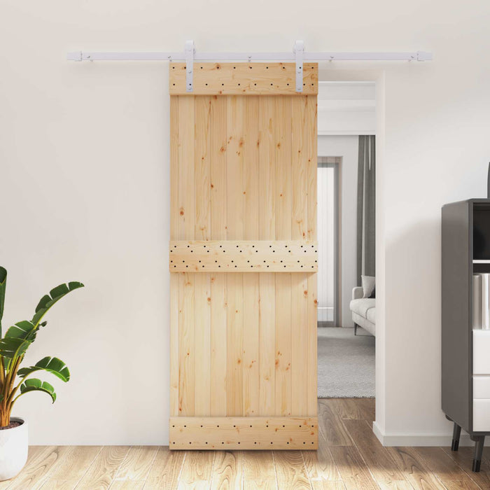 Ușă glisantă Natural și Alb 80 x 210 cm Lemn de Pin Solid - WALTI WALTI