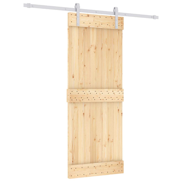 Ușă glisantă Natural și Alb 80 x 210 cm Lemn de Pin Solid - WALTI WALTI