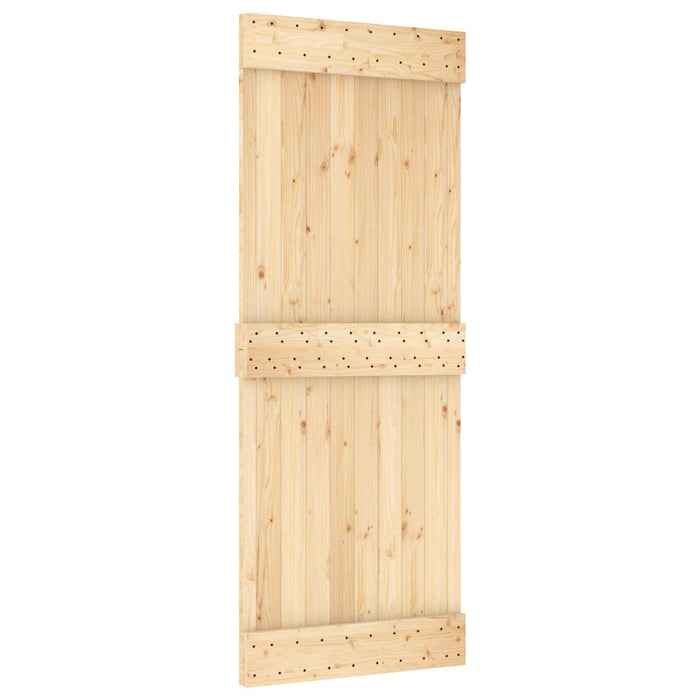 Ușă glisantă Natural și Alb 80 x 210 cm Lemn de Pin Solid - WALTI WALTI