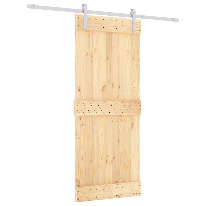 Ușă glisantă Natural și Alb 85 x 210 cm Lemn de Pin Solid WALTI