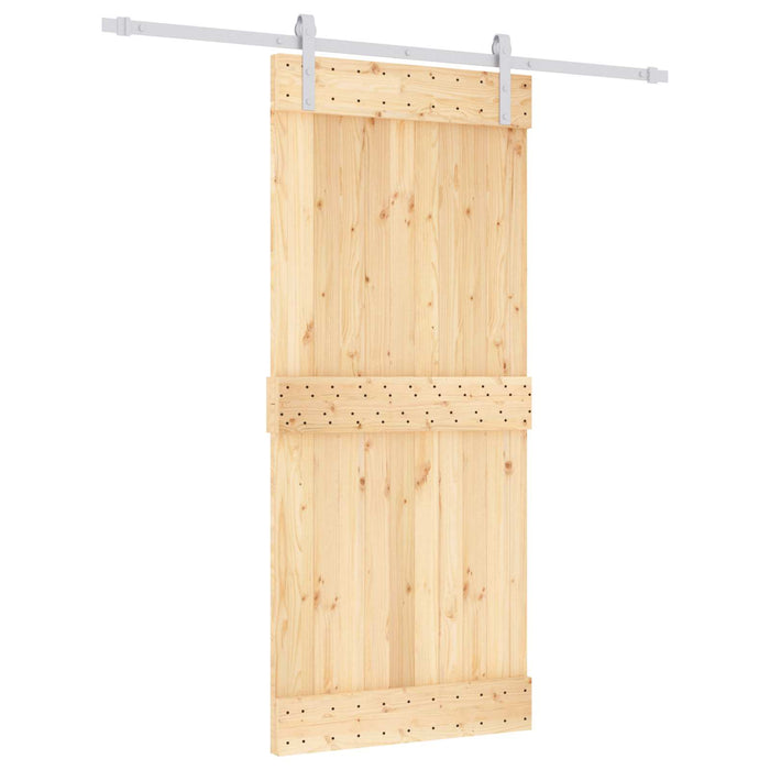 Ușă glisantă Natural și Alb 90 x 210 cm Lemn de Pin Solid WALTI