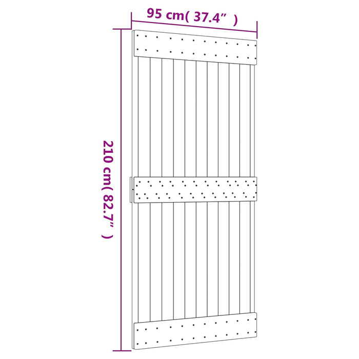 Ușă glisantă Natural și Alb 95 x 210 cm Lemn de Pin Solid WALTI