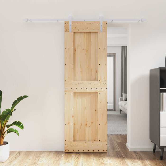 Ușă glisantă Natural și Alb 70 x 210 cm Lemn de Pin Solid WALTI