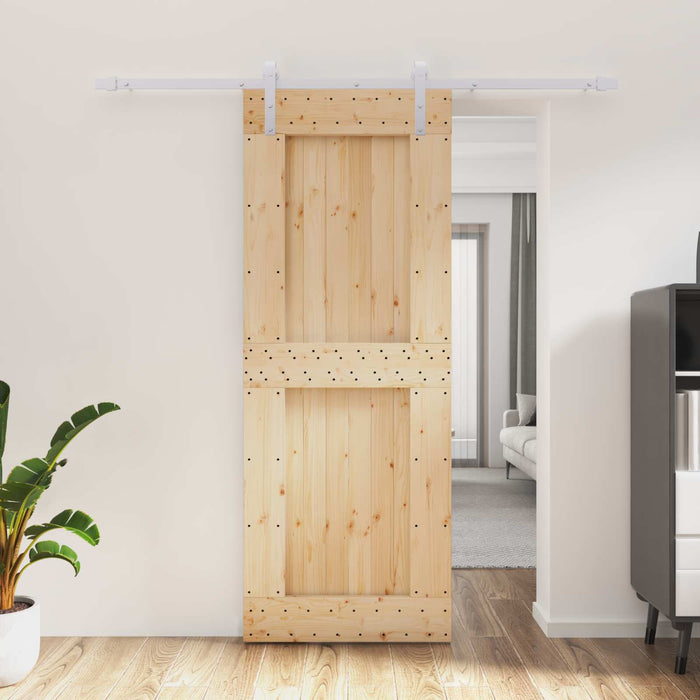 Ușă glisantă Natural și Alb 80 x 210 cm Lemn de Pin Solid WALTI