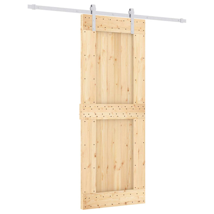 Ușă glisantă Natural și Alb 80 x 210 cm Lemn de Pin Solid WALTI