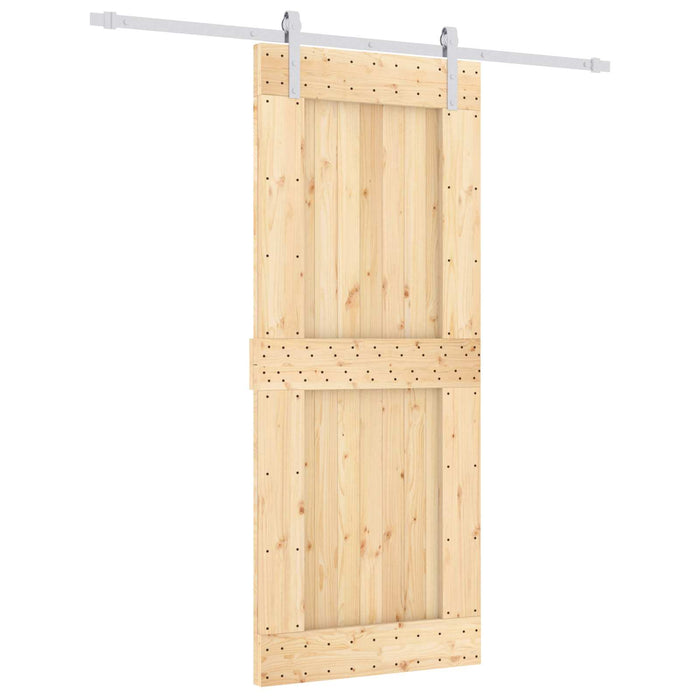 Ușă glisantă Natural și Alb 85 x 210 cm Lemn de Pin Solid WALTI