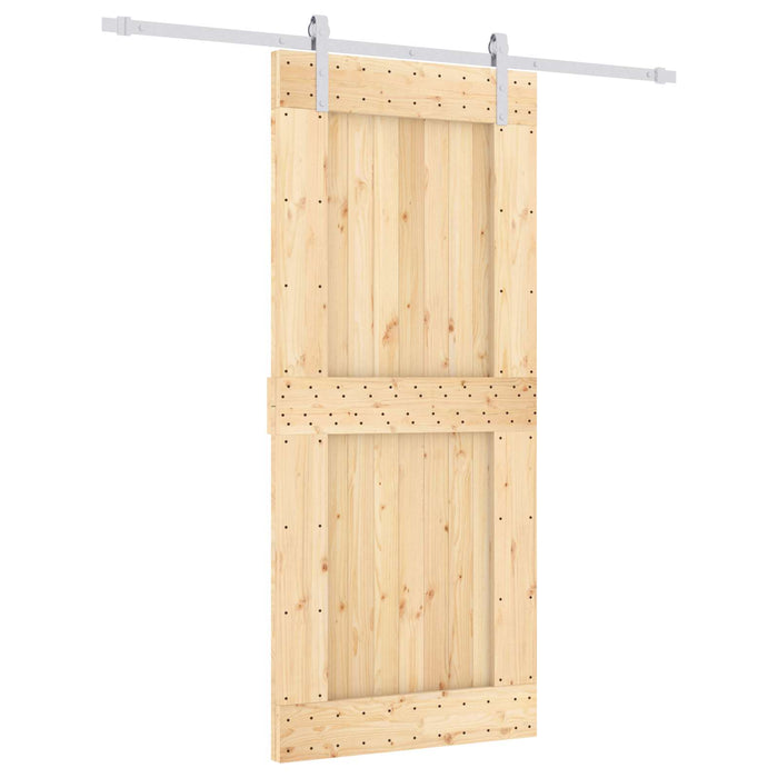 Ușă glisantă Natural și Alb 90 x 210 cm Lemn de Pin Solid WALTI