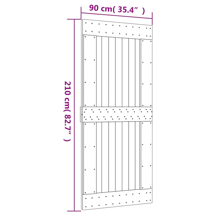 Ușă glisantă Natural și Alb 90 x 210 cm Lemn de Pin Solid WALTI