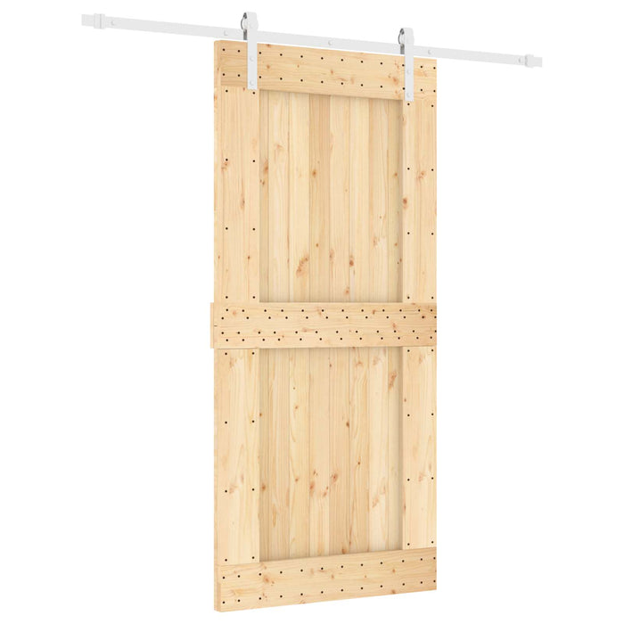 Ușă glisantă Natural și Alb 95 x 210 cm Lemn de Pin Solid WALTI