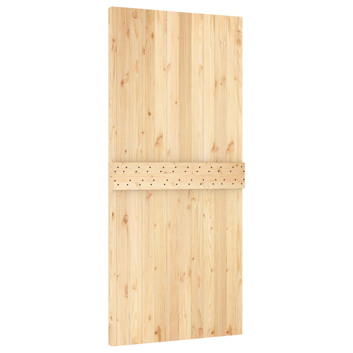 Ușă glisantă Natural și Alb 95 x 210 cm Lemn de Pin Solid WALTI