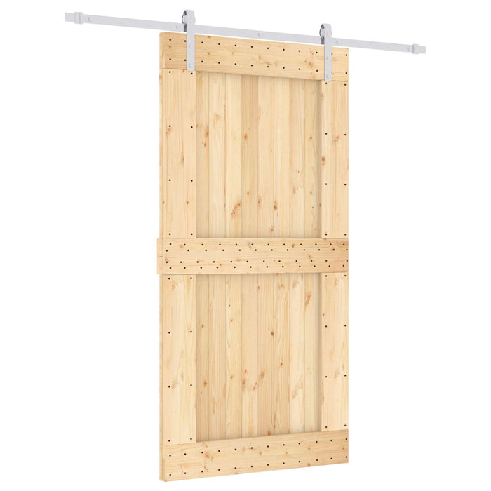 Ușă glisantă Natural și Alb 100 x 210 cm Lemn de Pin Solid WALTI