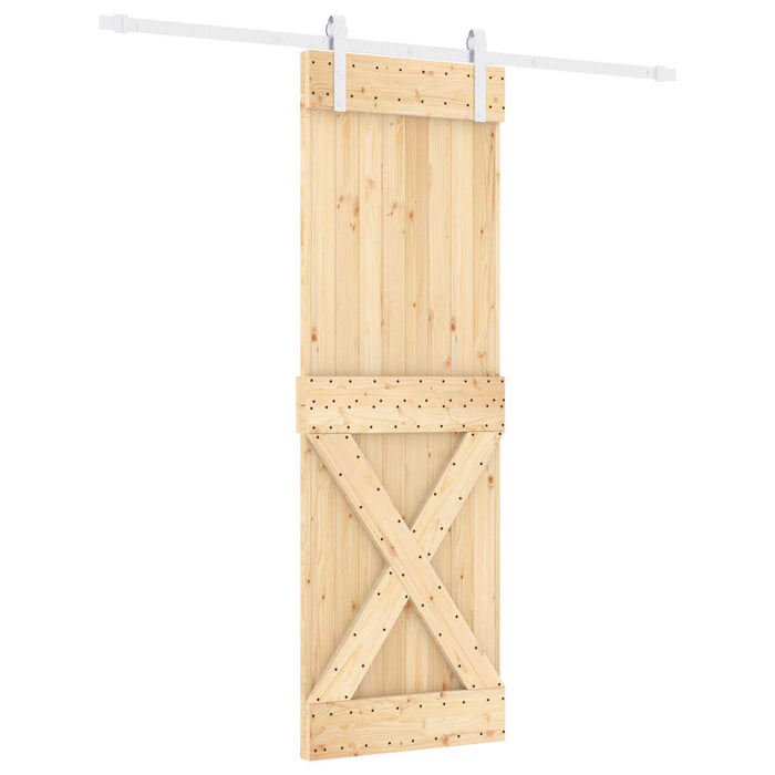 Ușă glisantă Natural și Alb 70 x 210 cm Lemn de Pin Solid WALTI