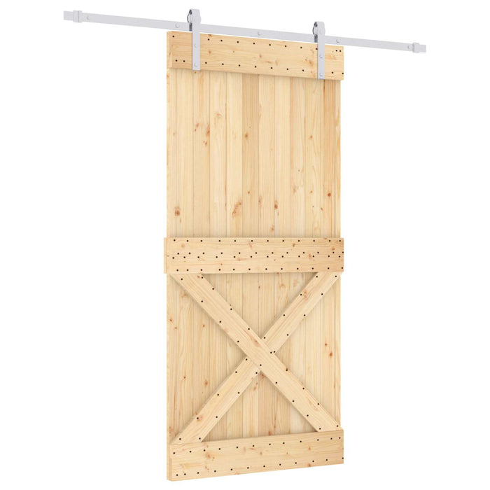 Ușă glisantă Natural și Alb 95 x 210 cm Lemn de Pin Solid WALTI