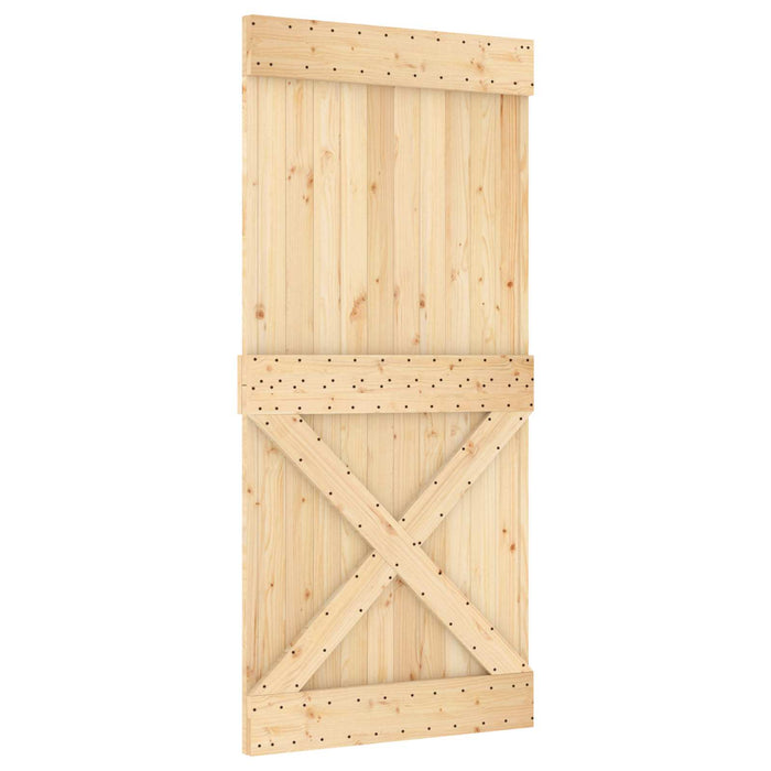 Ușă glisantă Natural și Alb 95 x 210 cm Lemn de Pin Solid WALTI
