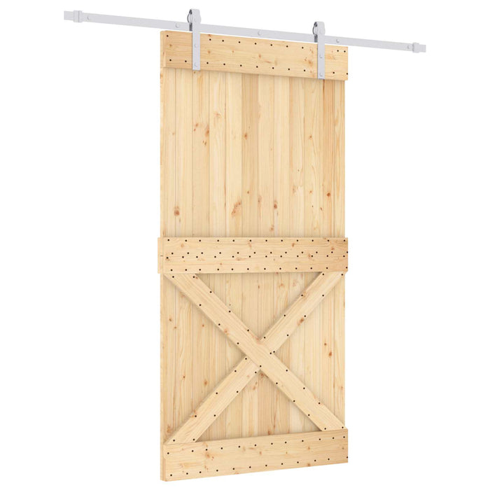 Ușă glisantă Natural și Alb 100 x 210 cm Lemn de Pin Solid WALTI