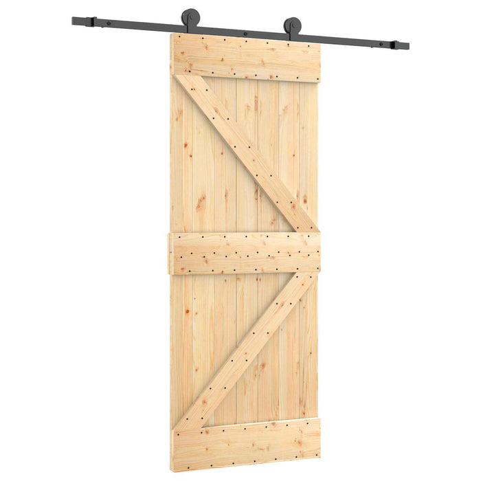 Ușă glisantă Natural și Negru 85 x 210 cm Lemn de Pin Solid - WALTI WALTI