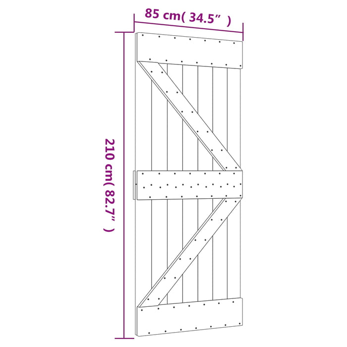 Ușă glisantă Natural și Negru 85 x 210 cm Lemn de Pin Solid - WALTI WALTI
