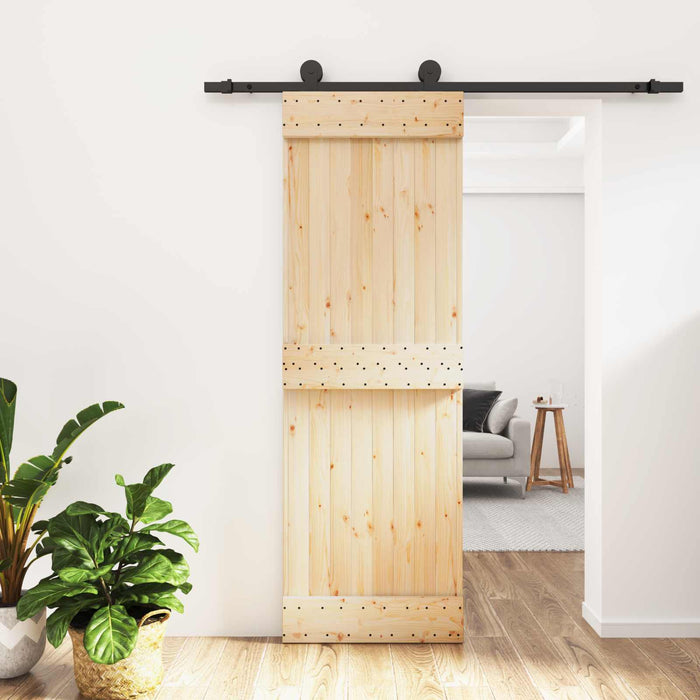 Ușă glisantă Natural și Negru 70 x 210 cm Lemn de Pin Solid WALTI