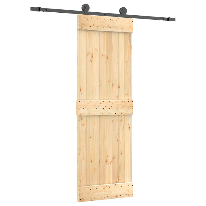 Ușă glisantă Natural și Negru 70 x 210 cm Lemn de Pin Solid WALTI
