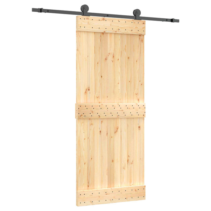 Ușă glisantă Natural și Negru 85 x 210 cm Lemn de Pin Solid WALTI