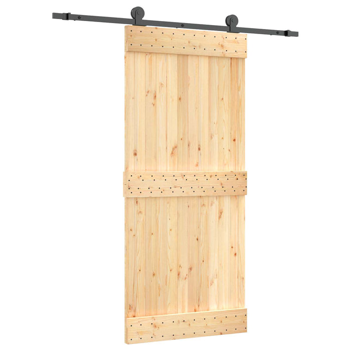 Ușă glisantă Natural și Negru 90 x 210 cm Lemn de Pin Solid WALTI