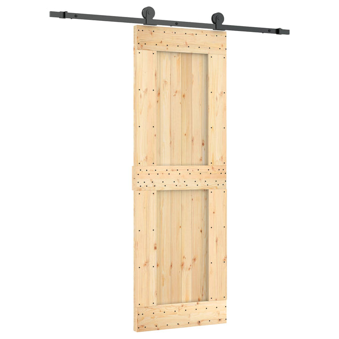Ușă glisantă Natural și Negru 70 x 210 cm Lemn de Pin Solid WALTI