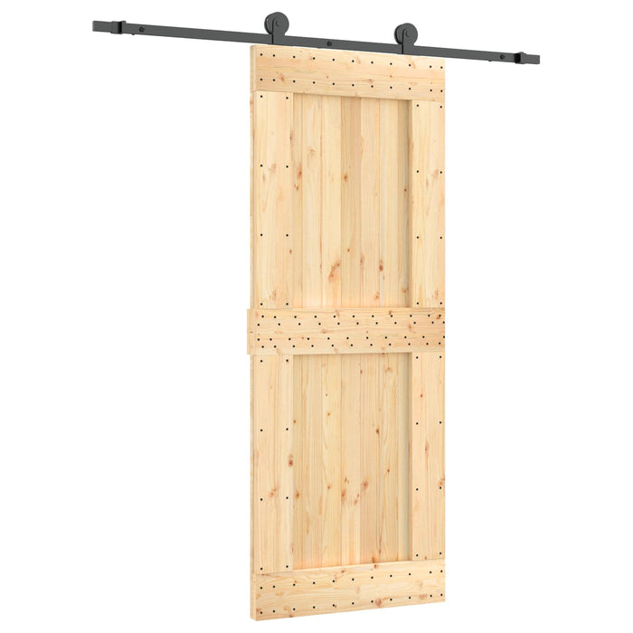 Ușă glisantă Natural și Negru 80 x 210 cm Lemn de Pin Solid WALTI