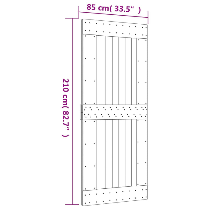 Ușă glisantă Natural și Negru 85 x 210 cm Lemn de Pin Solid WALTI