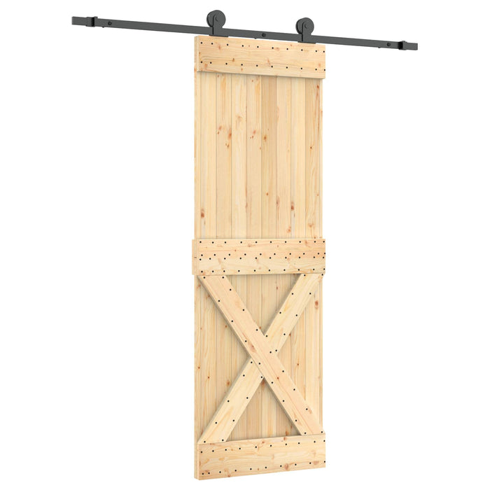 Ușă glisantă Natural și Negru 70 x 210 cm Lemn de Pin Solid WALTI