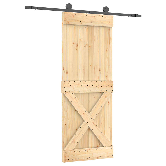 Ușă glisantă Natural și Negru 80 x 210 cm Lemn de Pin Solid - WALTI WALTI
