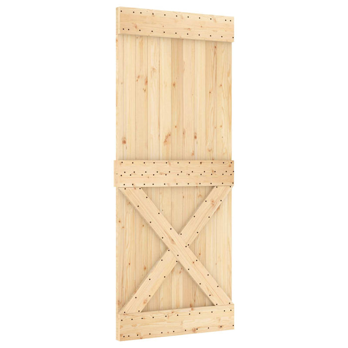 Ușă glisantă Natural și Negru 85 x 210 cm Lemn de Pin Solid WALTI