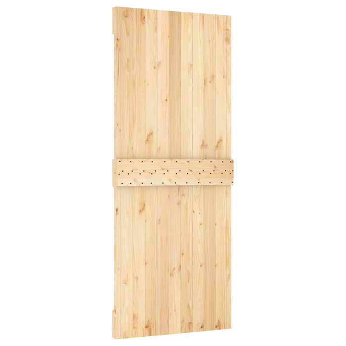 Ușă glisantă Natural și Negru 85 x 210 cm Lemn de Pin Solid WALTI