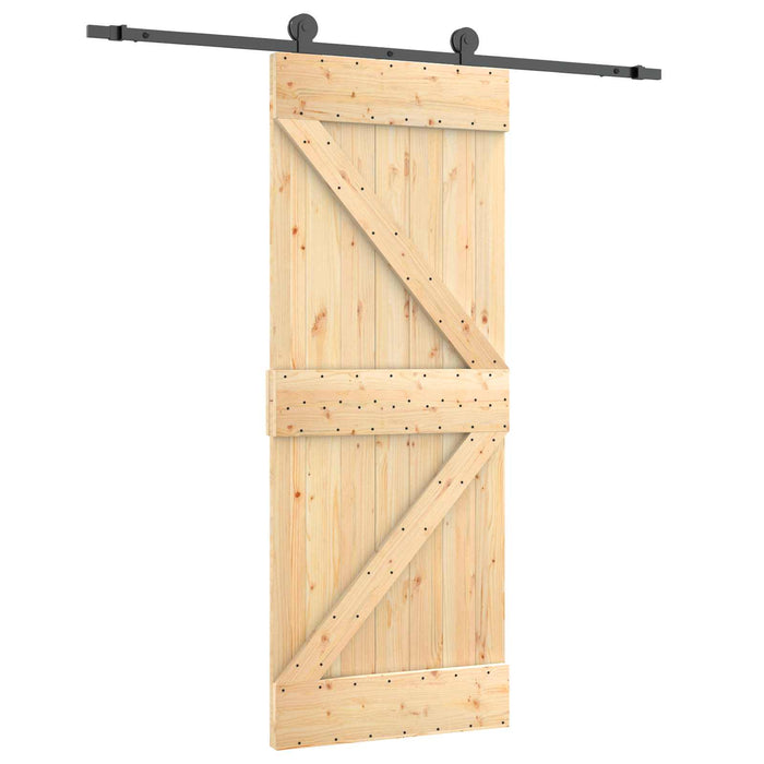 Ușă glisantă Natural și Negru 70 x 210 cm Lemn de Pin Solid WALTI