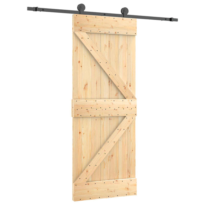 Ușă glisantă Natural și Negru 85 x 210 cm Lemn de Pin Solid - WALTI WALTI