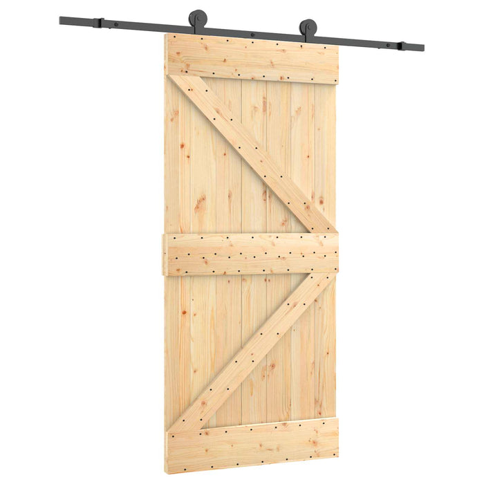 Ușă glisantă Natural și Negru 95 x 210 cm Lemn de Pin Solid - WALTI WALTI