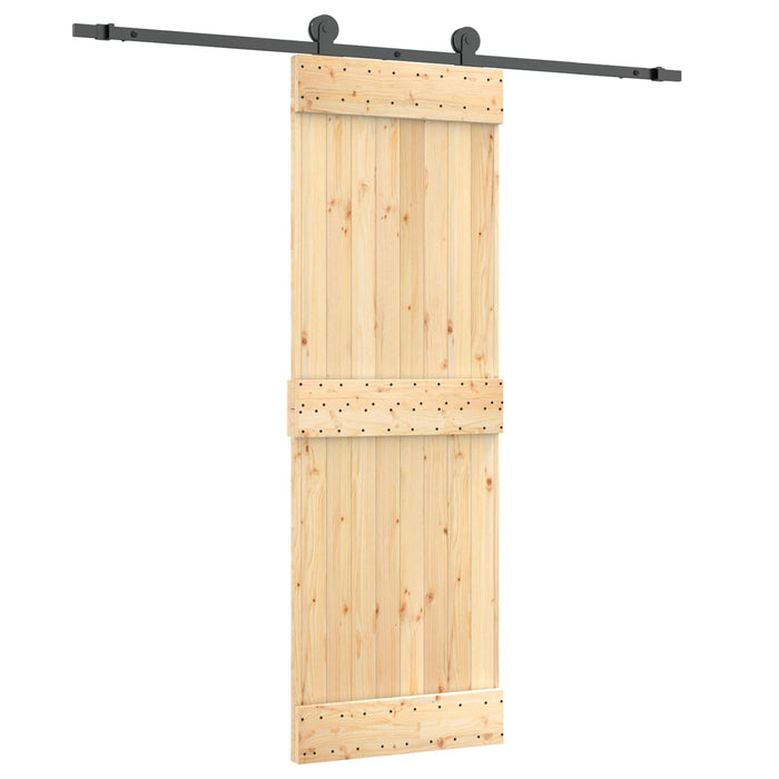 Ușă glisantă Natural și Negru 70 x 210 cm Lemn de Pin Solid WALTI