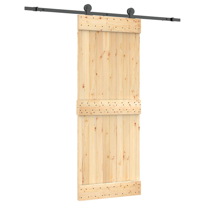 Ușă glisantă Natural și Negru 80 x 210 cm Lemn de Pin Solid WALTI