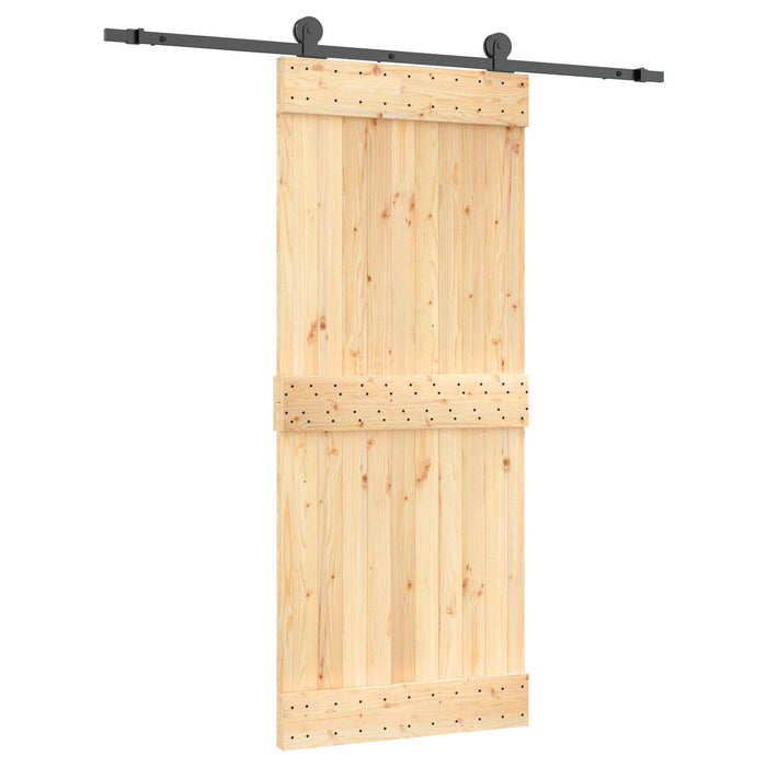 Ușă glisantă Natural și Negru 85 x 210 cm Lemn de Pin Solid WALTI