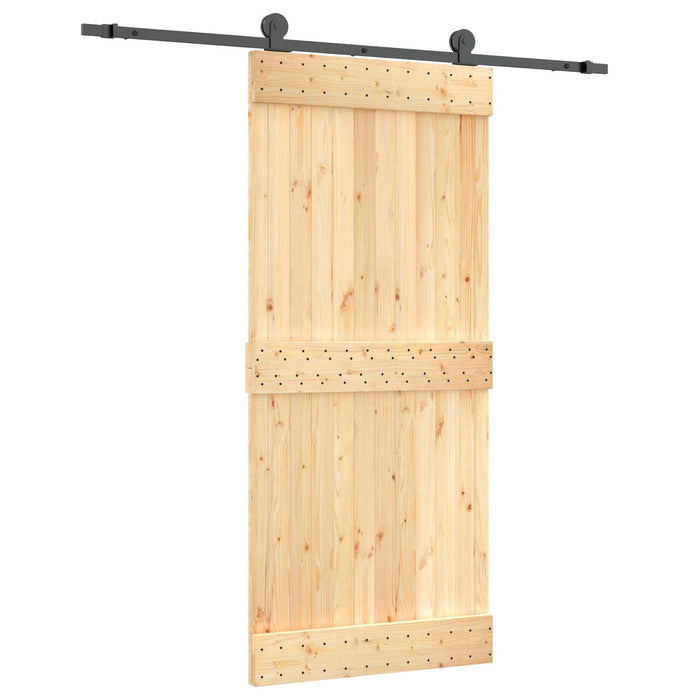 Ușă glisantă Natural și Negru 90 x 210 cm Lemn de Pin Solid - WALTI WALTI