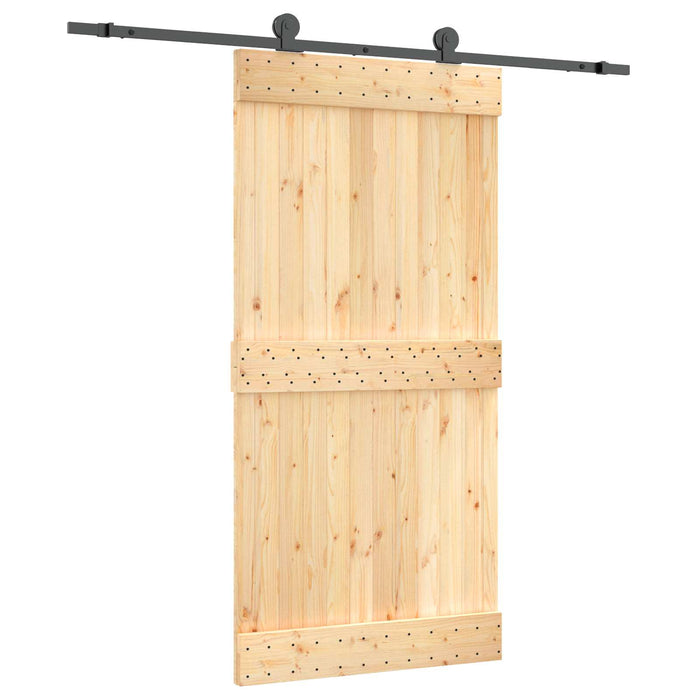 Ușă glisantă Natural și Negru 100 x 210 cm Lemn de Pin Solid WALTI