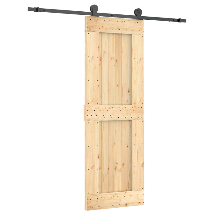 Ușă glisantă Natural și Negru 70 x 210 cm Lemn de Pin Solid WALTI