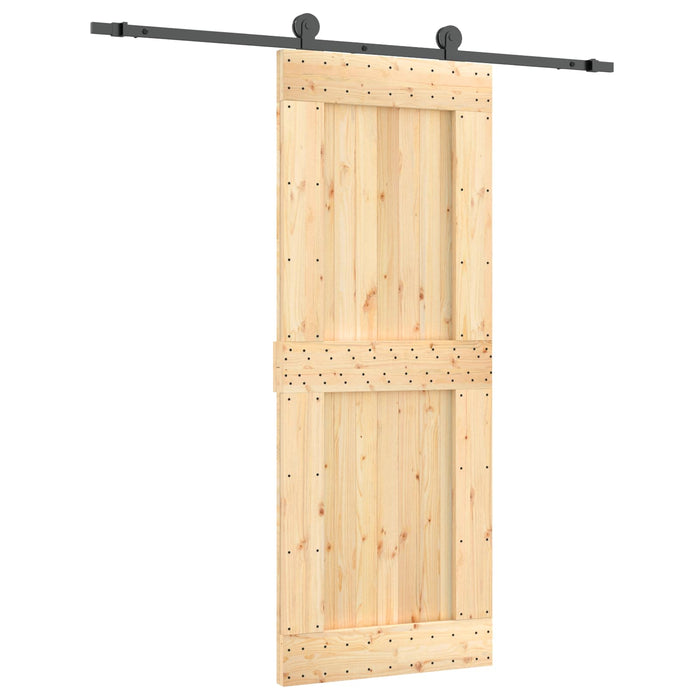 Ușă glisantă Natural și Negru 80 x 210 cm Lemn de Pin Solid WALTI