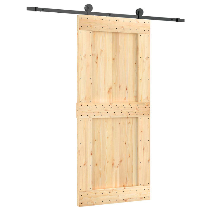 Ușă glisantă Natural și Negru 90 x 210 cm Lemn de Pin Solid WALTI