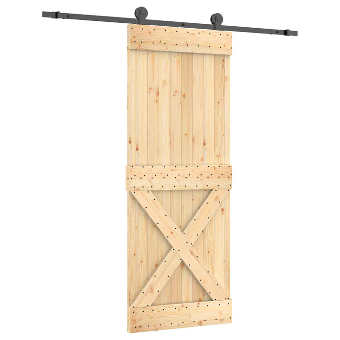 Ușă glisantă Natural și Negru 80 x 210 cm Lemn de Pin Solid - WALTI WALTI