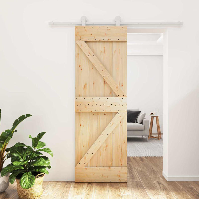 Ușă glisantă Natural și Alb 70 x 210 cm Lemn de Pin Solid WALTI