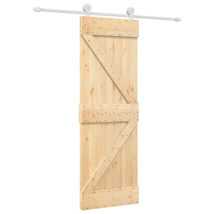 Ușă glisantă Natural și Alb 70 x 210 cm Lemn de Pin Solid WALTI